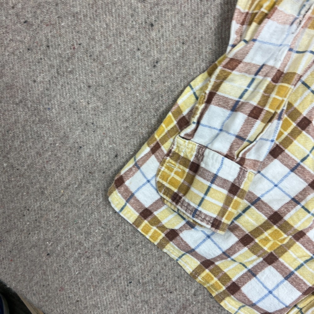 Vintage Sear Flannel Shirt Mens Large Yellow 1970s Long Sleeve - Picture 4 of 9